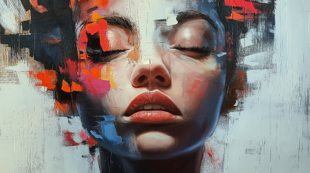 Abstract portrait wallpaper design file showing vibrant orange and blue color composition