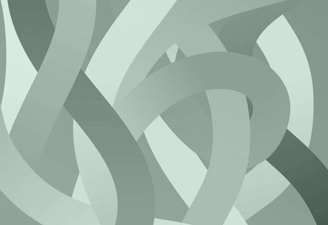 Design file showing modern geometric pattern with flowing sage green curves and shapes