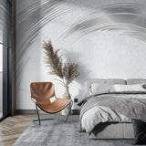 Grey brushstroke wallpaper making a statement in an elegant dining room