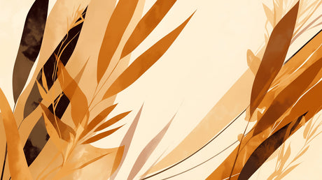 Abstract terracotta leaves wallpaper design file showing flowing botanical shapes on beige background