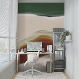 Abstract wall mural showcasing flowing design in an entrance hall