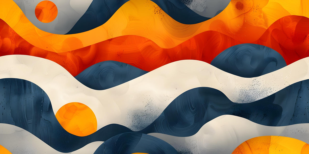 Design file showing detailed wave pattern with navy and orange color blend