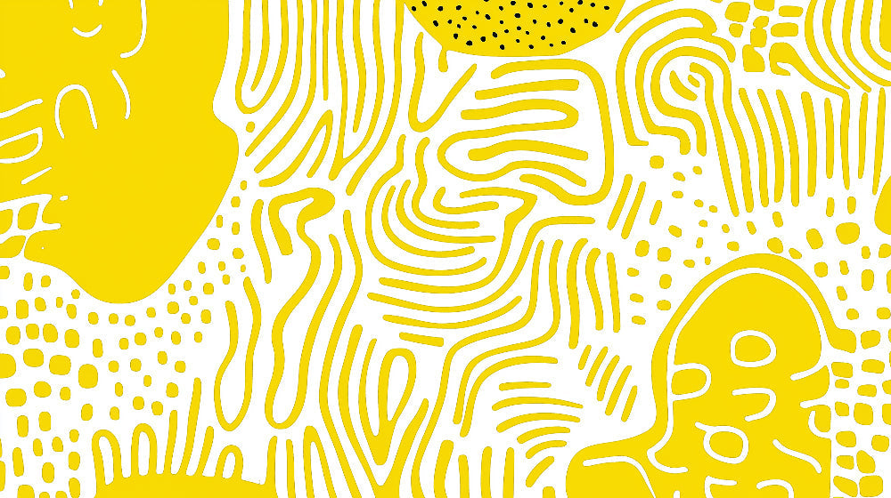 Yellow organic pattern design file showing flowing abstract shapes on white background