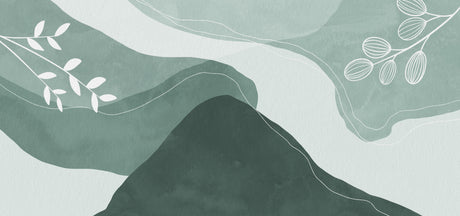 Abstract Mountain Curves design file showing gentle sage green flowing lines pattern