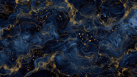 Design file of navy blue and gold galaxy pattern showing intricate details