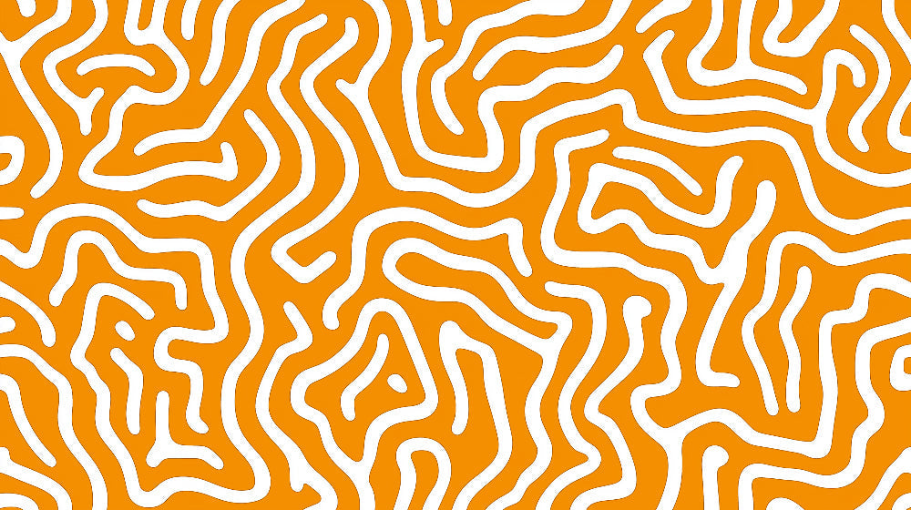 Orange geometric pattern design file showing flowing white curves on vibrant orange background