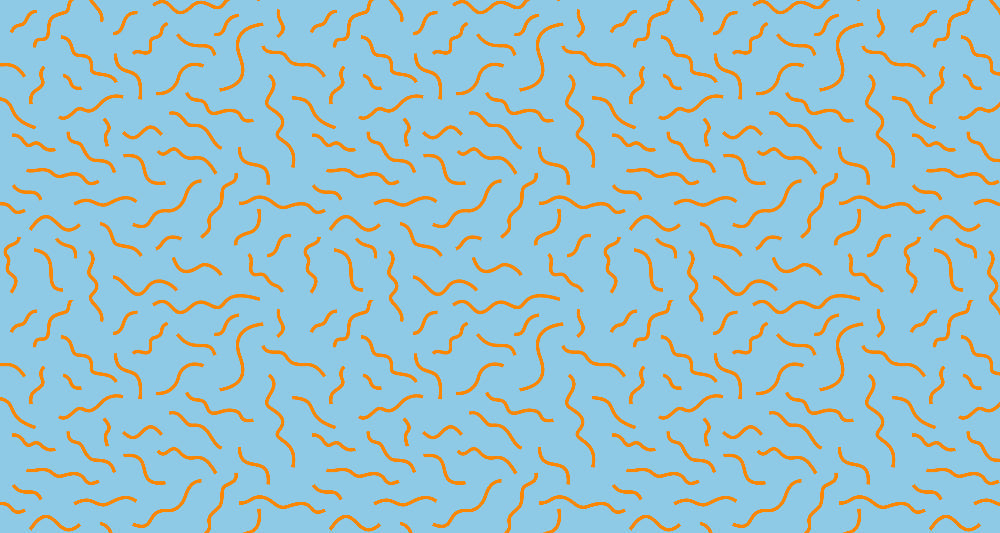 Orange wave pattern design file showing flowing curves on sky blue background