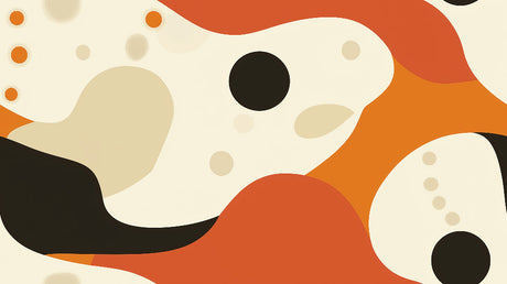 Design file of organic curves abstract wallpaper showing flowing terracotta and black shapes pattern