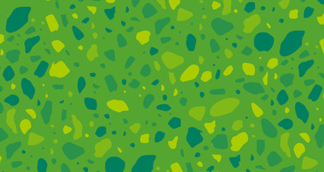 Modern terrazzo pattern design file showing organic green shapes and natural flow