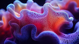 Abstract organic pattern design file showing flowing purple and red shapes with dotted texture