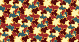 Abstract geometric wallpaper design file showing organic puzzle pattern in terracotta and teal