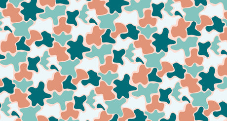 Abstract teal and peach organic shapes pattern design file