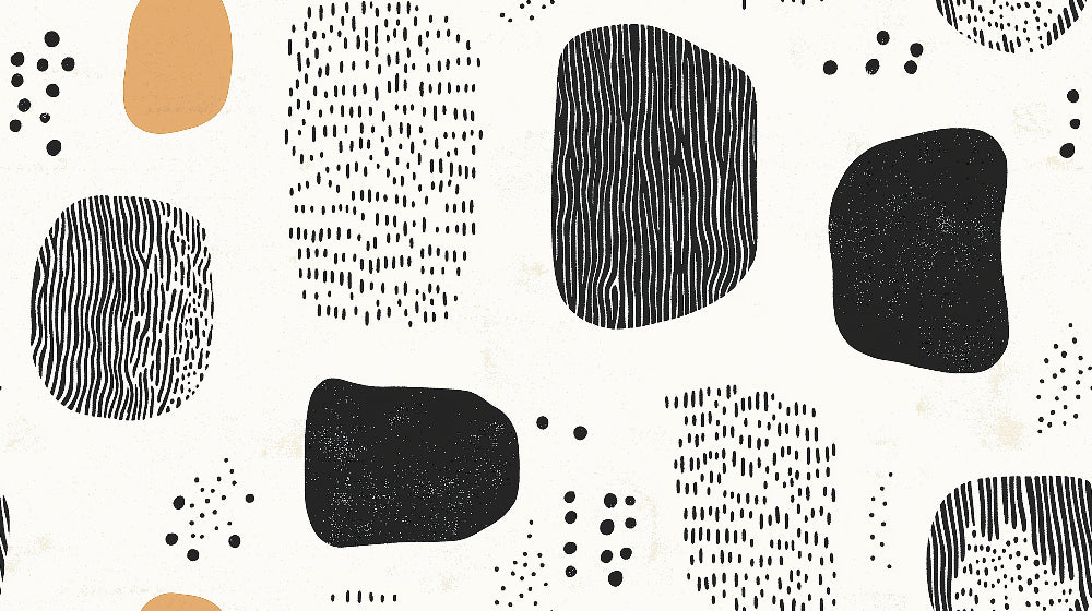 Abstract Geometric Wallpaper design file showing organic shapes and linear patterns in black and terracotta