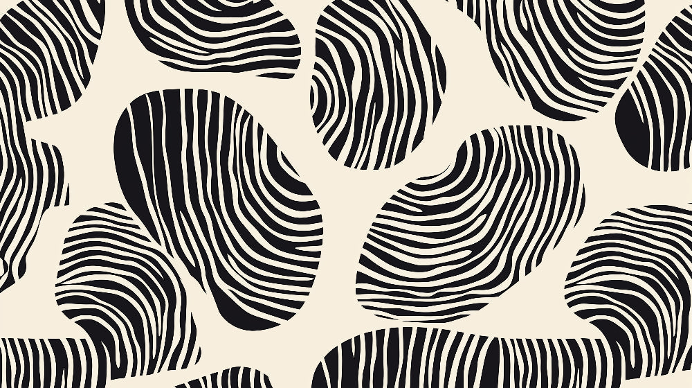Black and white abstract geometric pattern design file showing organic striped motif
