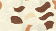 Abstract wave wallpaper mural in earth tones creating a cozy atmosphere in a modern living room with minimal furniture