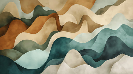 Organic waves pattern design file showing fluid curves in emerald green and terracotta