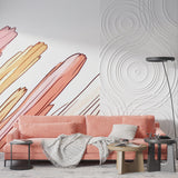 Modern abstract wallpaper bringing artistic flair to a home office space