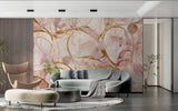 Modern abstract wall mural with flowing lines in entrance hallway
