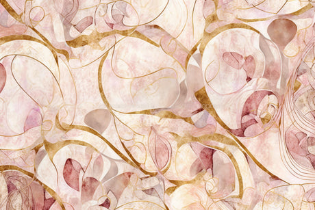 Design file showing pink and gold abstract pattern with flowing elegant lines