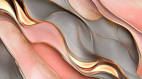 Pink and gold fluid art wallpaper design file showing intricate wave patterns and metallic details