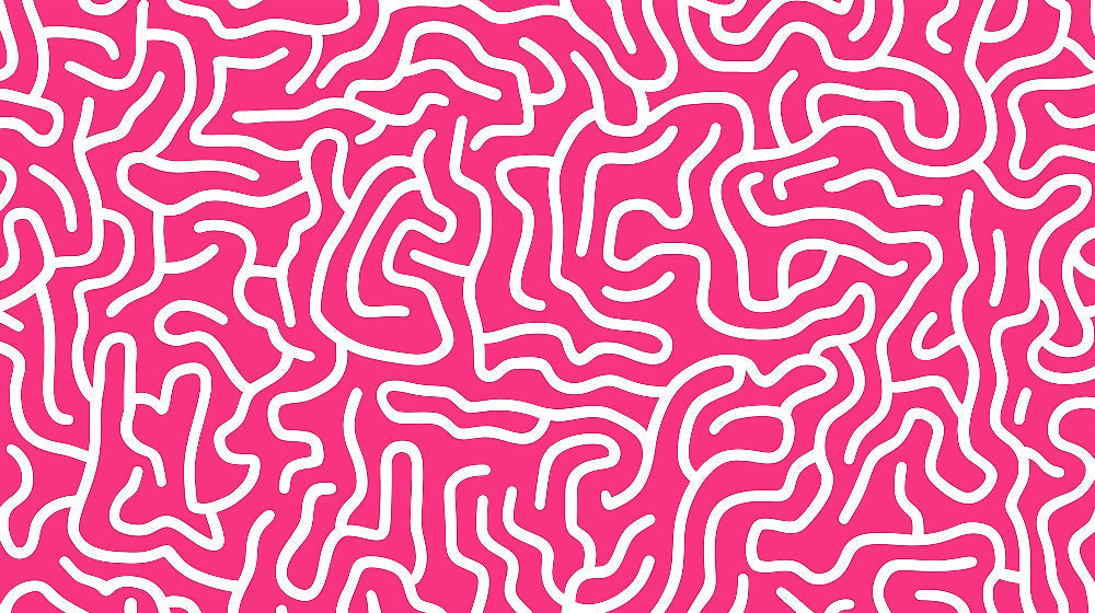 Pink geometric pattern design file showing intricate white maze lines on vibrant background