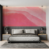 Watercolor pink mural in yoga studio creating peaceful environment