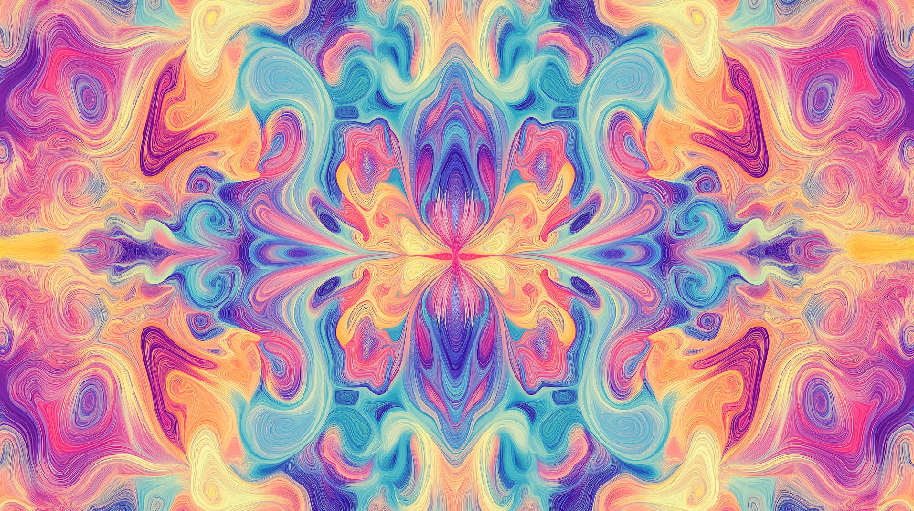 Abstract psychedelic swirls design file showing vibrant color pattern and fluid movement