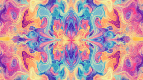 Abstract psychedelic swirls design file showing vibrant color pattern and fluid movement