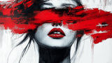 Abstract portrait wallpaper design file showing red and black artistic pattern with dramatic brushstrokes