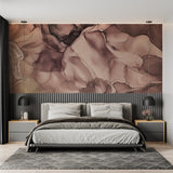 Abstract rose gold mural adding sophistication to a dining room
