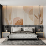 Abstract watercolor wallpaper in hallway with natural lighting