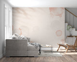 Circular pattern wall mural in a cozy bedroom setting with natural light