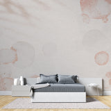 Terracotta abstract wallpaper creating flow in a home office space