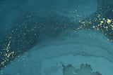 Design file showcasing teal background with flowing gold splatter pattern