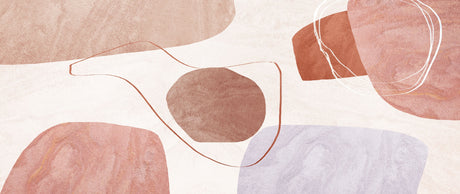 Design file showing flowing geometric shapes in terracotta and beige tones