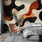 Modern wall mural featuring terracotta shapes in stylish entrance hall