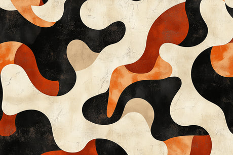 Abstract terracotta and black organic shapes design file showing full pattern detail