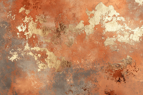 Design file showing detailed terracotta and gold abstract pattern with metallic finish effects
