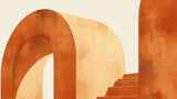 Abstract terracotta arches and steps design file showing detailed pattern and warm earth tones