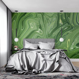 Geometric Curved Pattern Wallpaper in modern home office with natural light