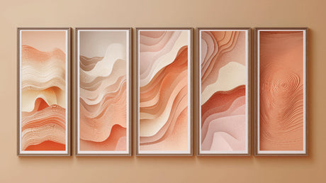 Terracotta abstract wallpaper design file showing fluid wave pattern and warm color palette