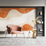 Abstract wave mural bringing movement to hallway walls