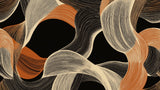 Papier Peint Mural Abstrait | Vagues Terracotta sur Noir