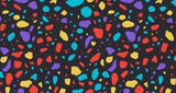 Abstract Terrazzo Pattern design file showing vibrant shapes on black background