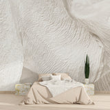 Home office showcasing textured beige wave pattern mural in contemporary setting