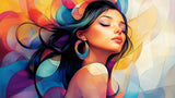 Abstract portrait art design file showing vibrant colors and flowing artistic lines