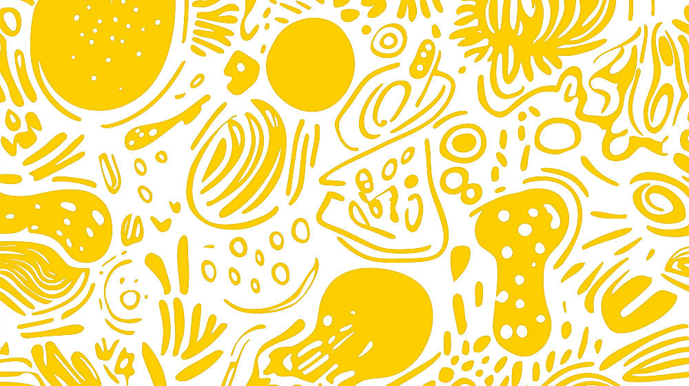 Abstract yellow organic pattern design file showing flowing shapes and geometric elements