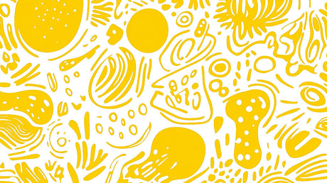 Abstract yellow organic pattern design file showing flowing shapes and geometric elements