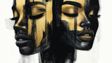 Black and gold abstract face design file showing intricate artistic details and premium pattern quality