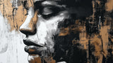 Abstract Portrait design file showing detailed black and gold face pattern